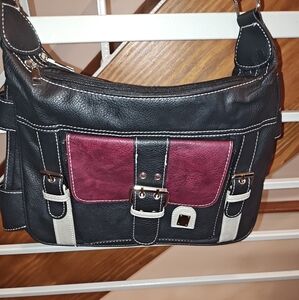 Elegant Black and Burgundy Shoulder Bag
